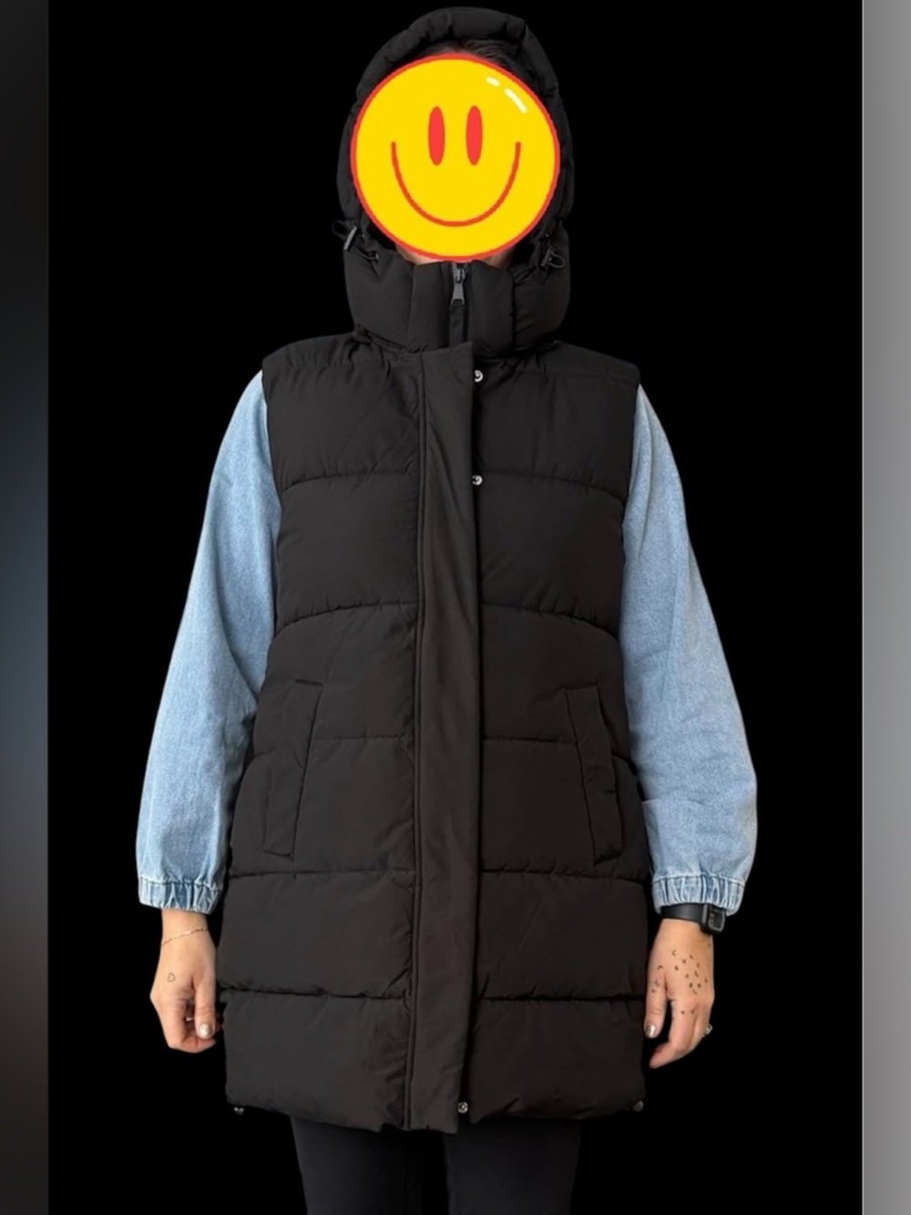 Ardene Black Hooded Puffer Vest
